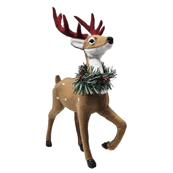 Standing Deer with Faux Greenery Christmas Animal Holiday Party Decoration - Picture 3 of 5